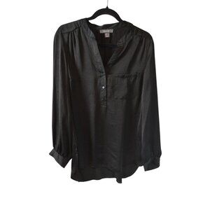 Primark Women’s Black Long Sleeve Blouse Size US 12 V-Neck Casual Top